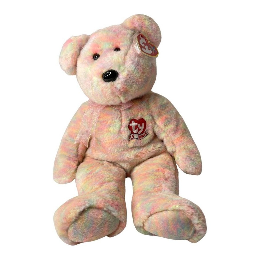 Celebrate the Bear | 15th Anniversary Pastel 🌈 | Mint Heart Tag TY Beanie Buddy